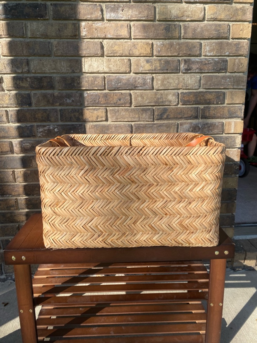 Herringbone Weave Cube Basket Rattan